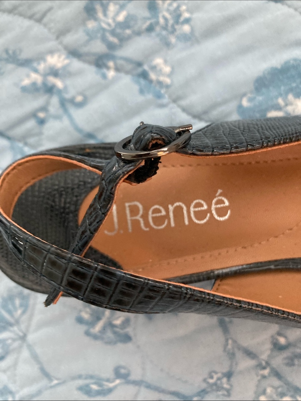 J.Reneé Black Croc-Embossed Slingback Flats - Picture 3 of 6